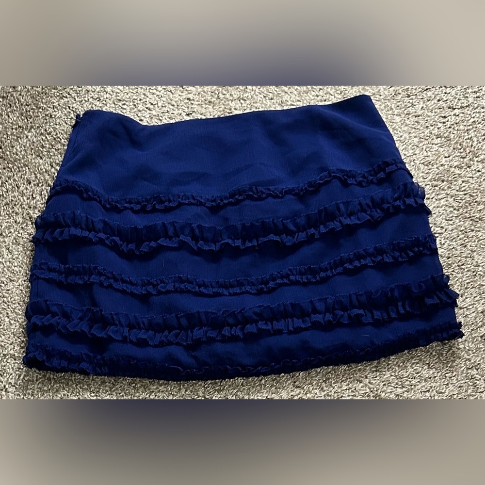 Jacob Navy Ruffled Mini Skirt
